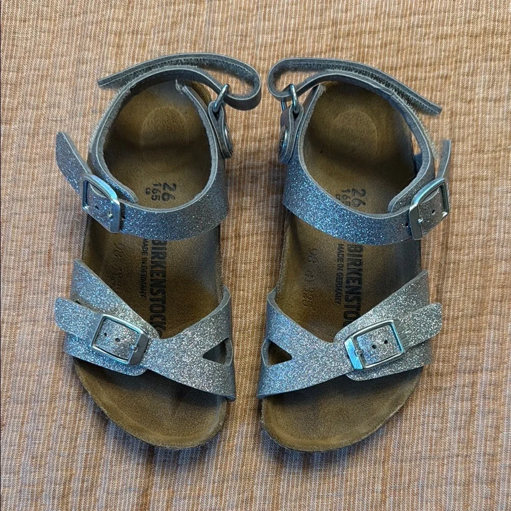 Kids Glitter Ankle-Strap Sandals - Silver